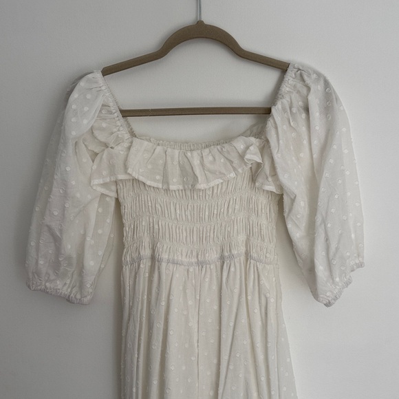 Women's white Ruffled Smocked Midi Dress size small - Picture 5 of 5